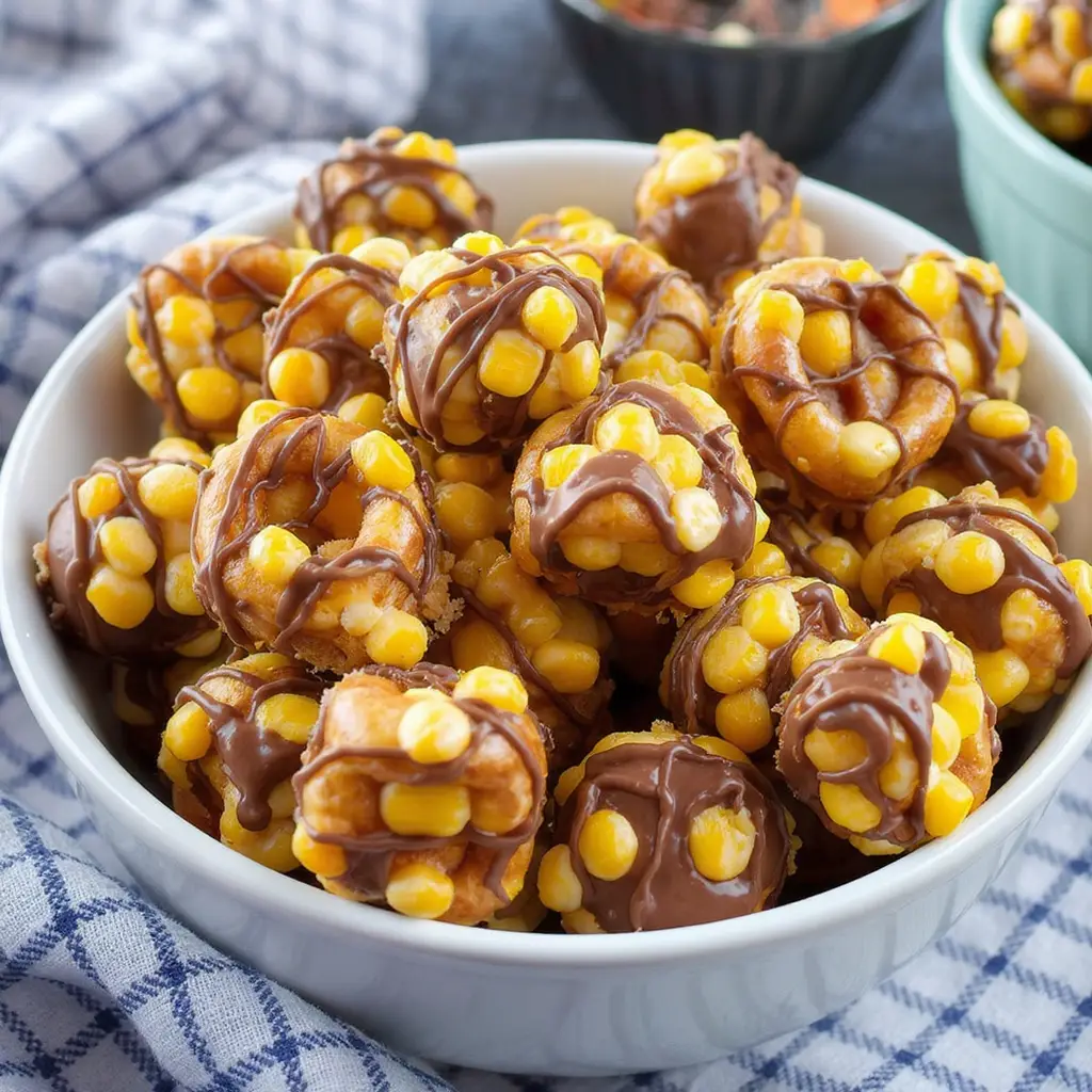 Chocolate-Candy Corn Pretzel Bites