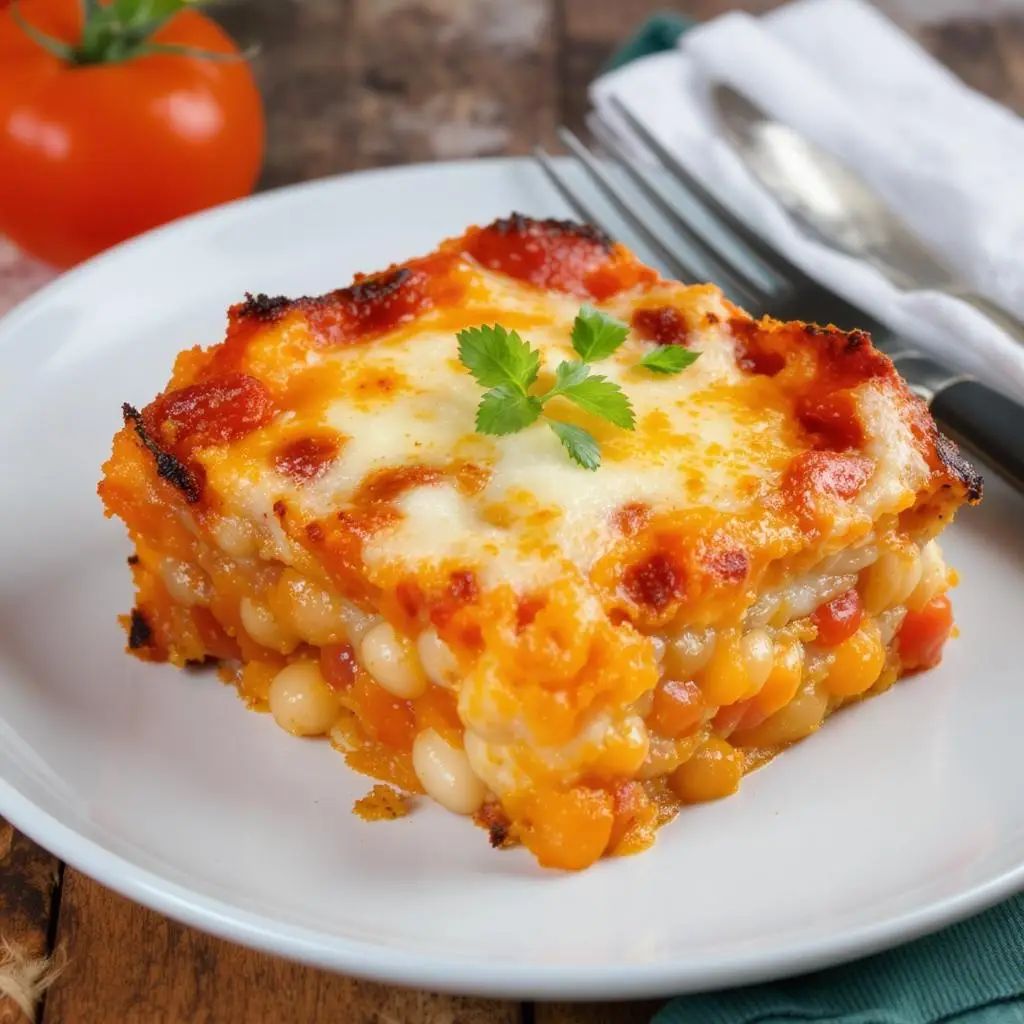 cheesy white bean tomato bake