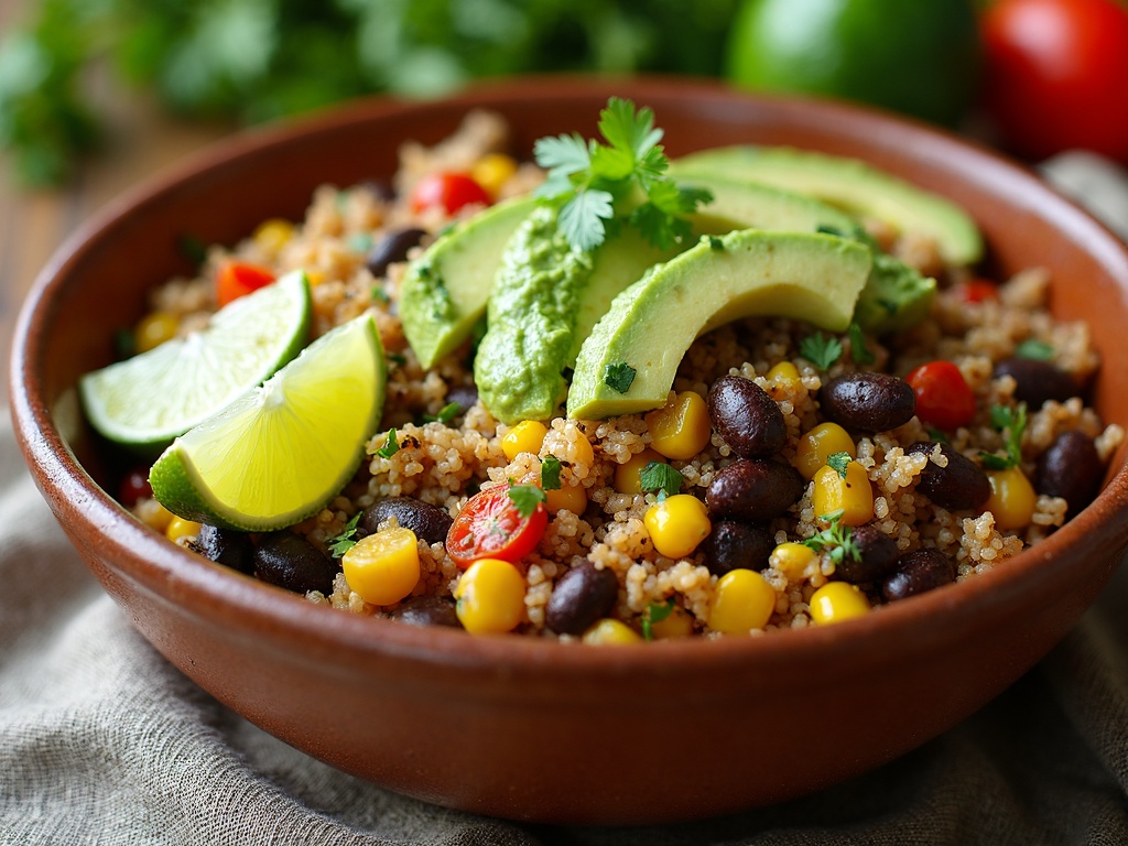 Vegan Mexican Quinoa Bowl with Green Chile Cilantro Sauce-1